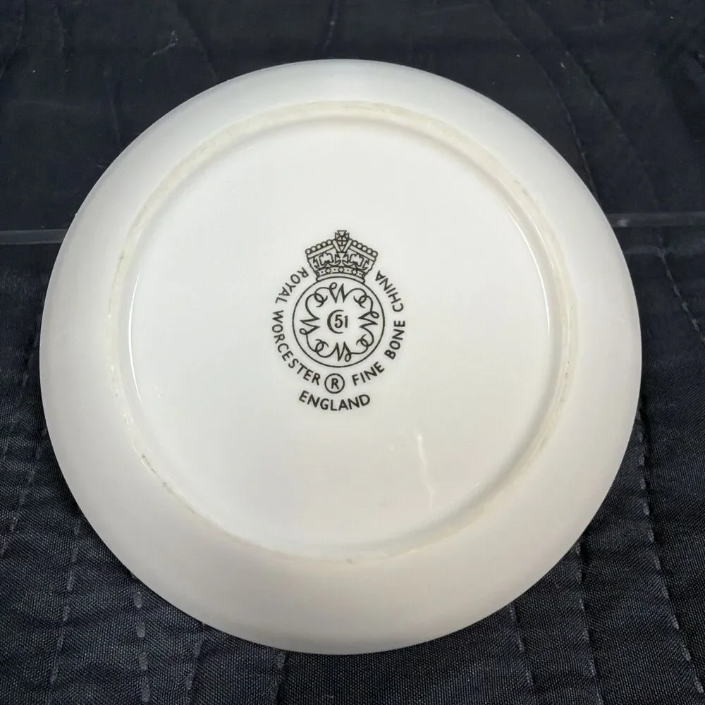 Royal Worcester Fine Bone China England Yellow Floral Pin Dish Bowl 5 Inch